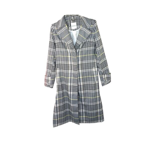 Avec Les Filles Plaid Coat Small Shoulder Pads Black Yellow Jacket Sz XS - Picture 3 of 16